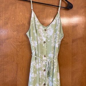 Pastel green and white floral maxi dress